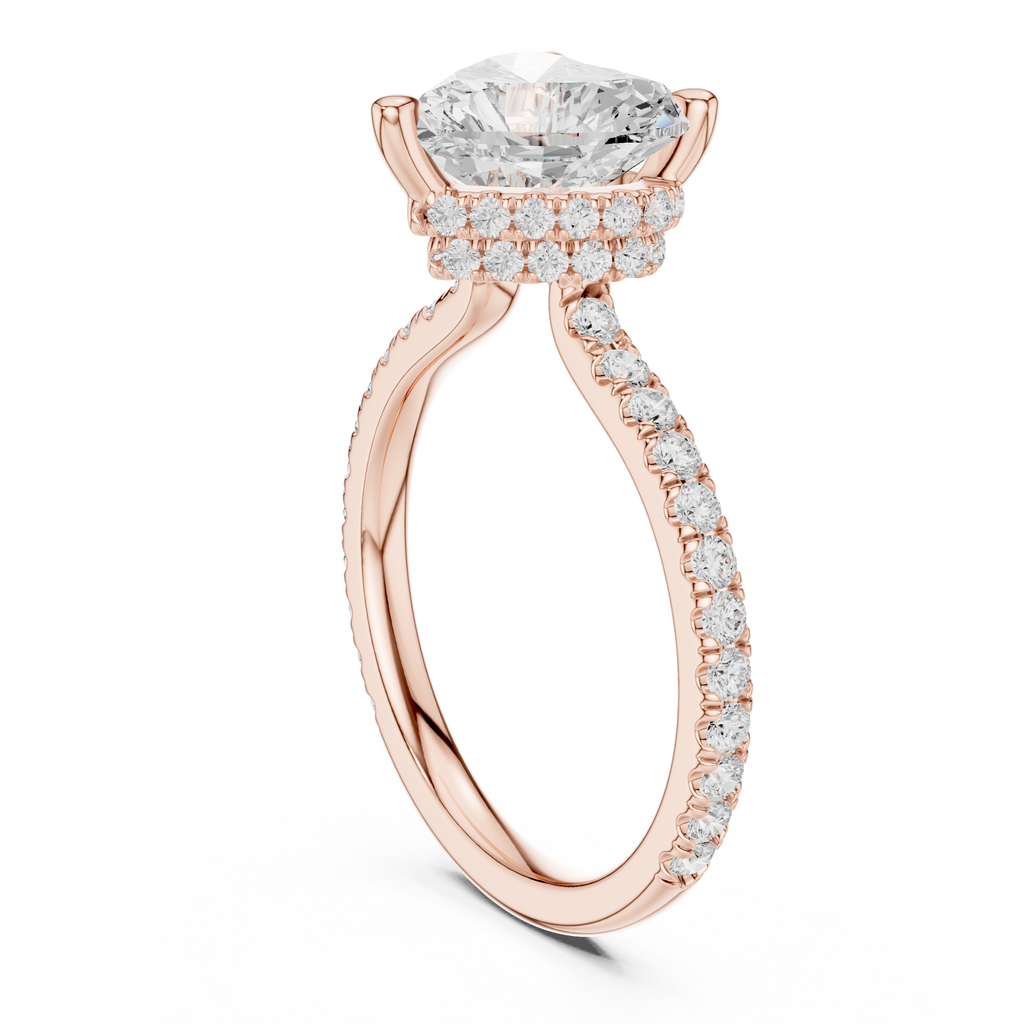 3.73 CT Heart Cut Hidden Halo Diamond Engagement Ring