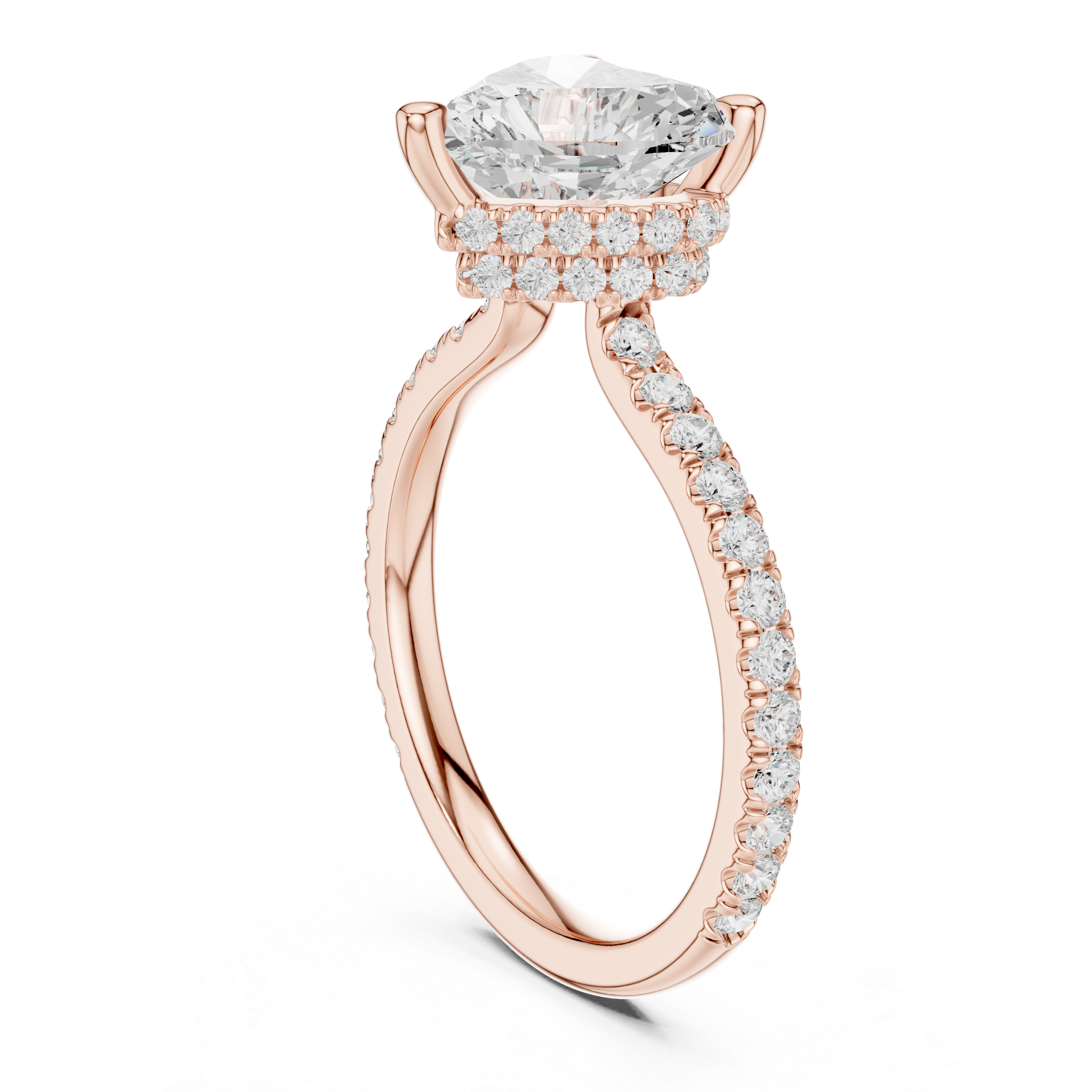 3.73 CT Heart Cut Hidden Halo Diamond Engagement Ring