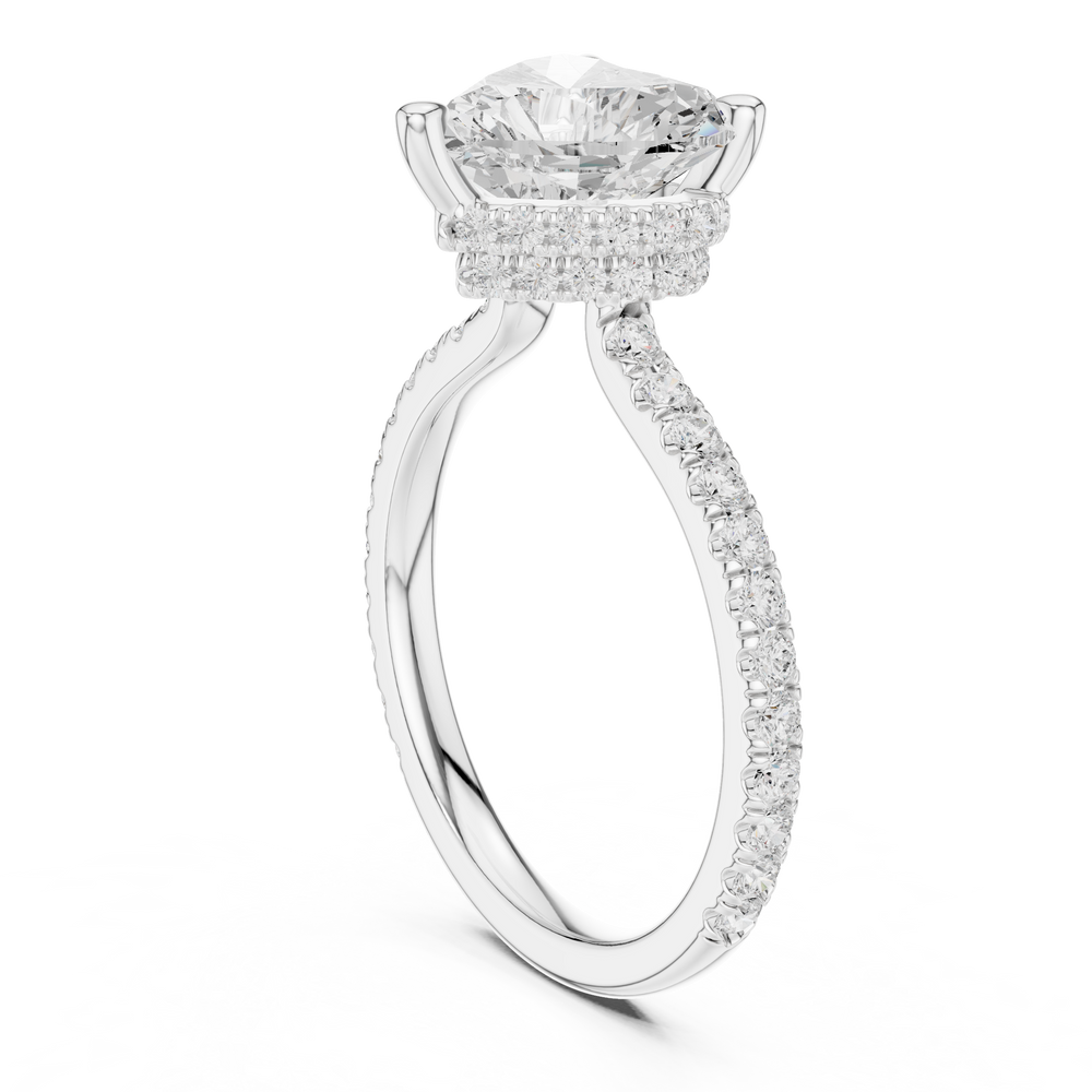 3.73 CT Heart Cut Hidden Halo Diamond Engagement Ring