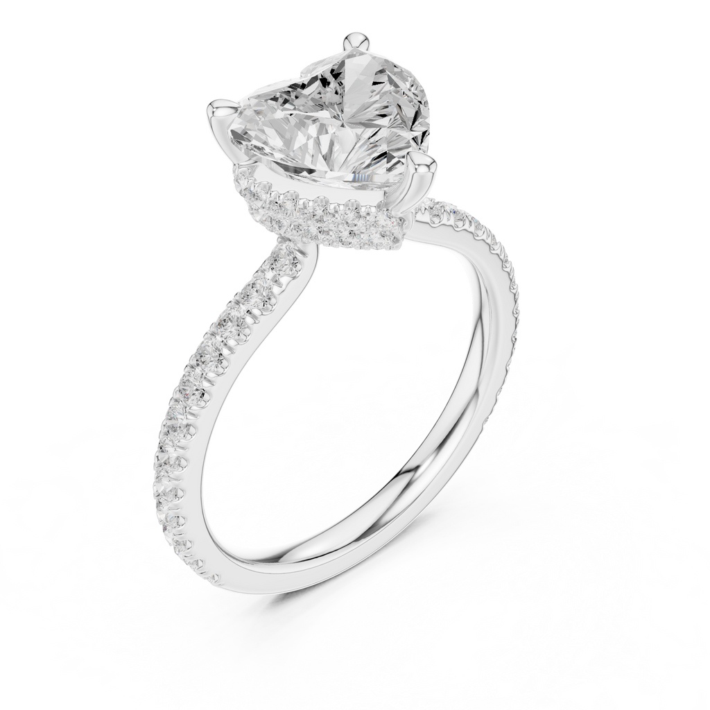 3.73 CT Heart Cut Hidden Halo Diamond Engagement Ring
