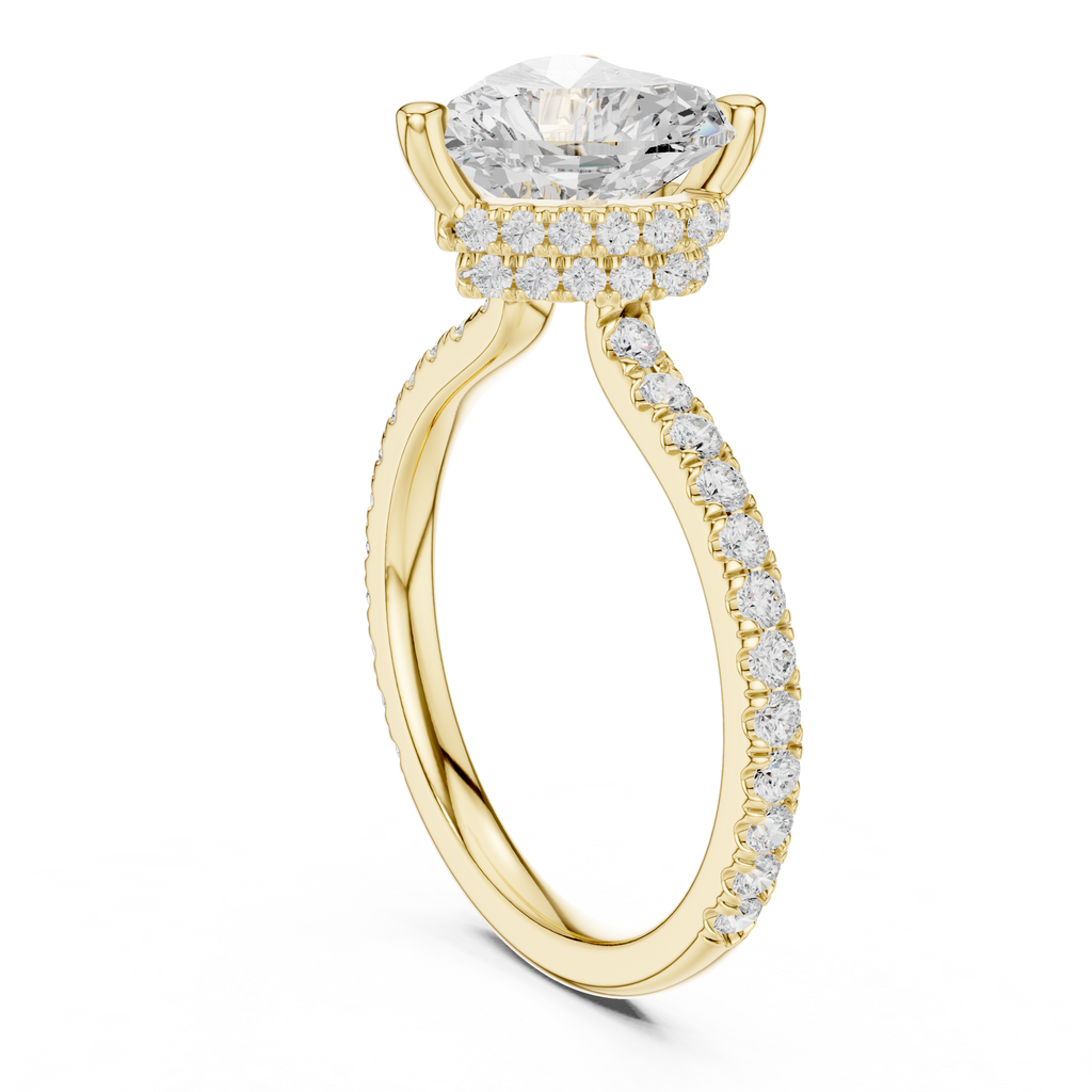 Heart Cut Diamond Hidden Halo Pavé Engagement Ring