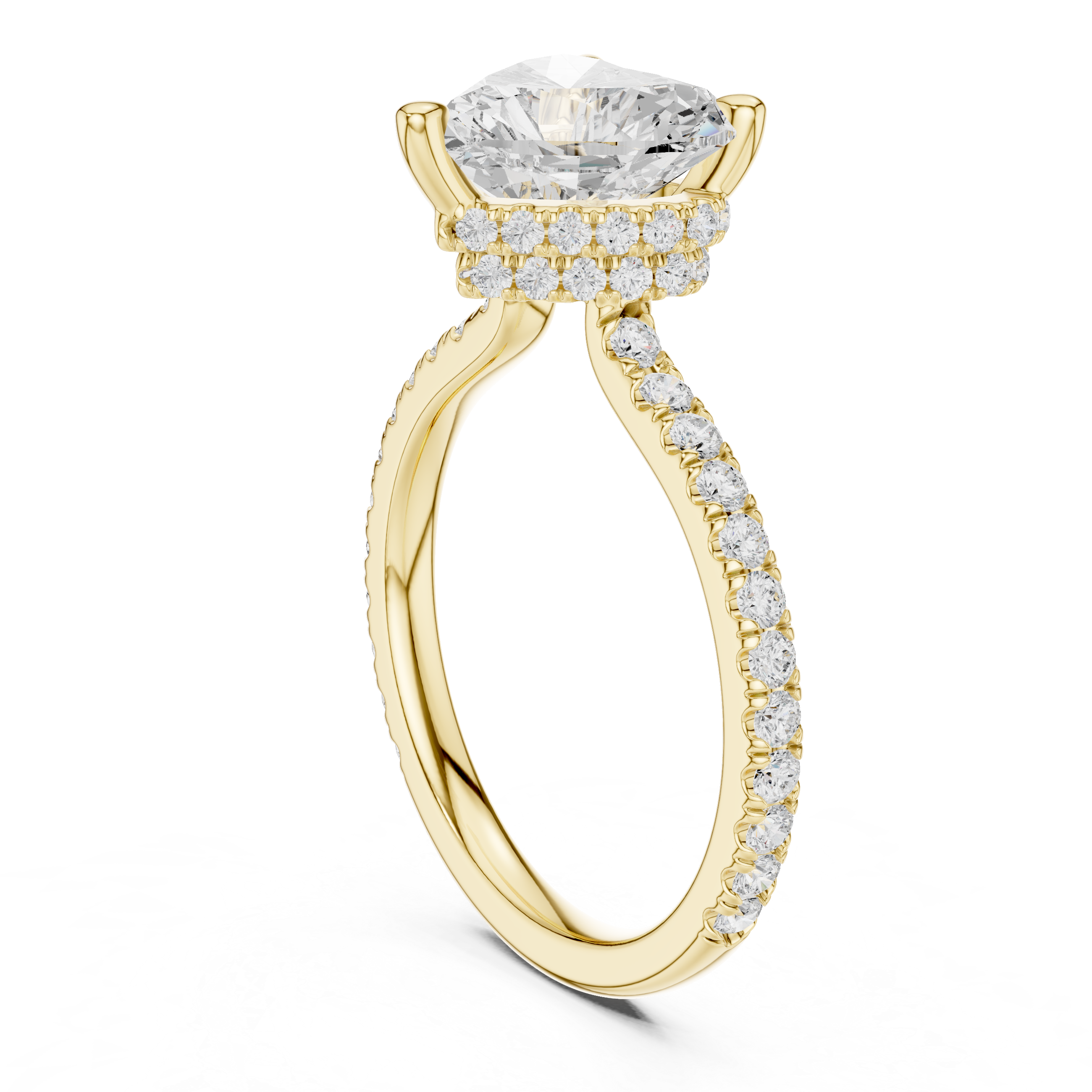 3.73 CT Heart Cut Hidden Halo Diamond Engagement Ring