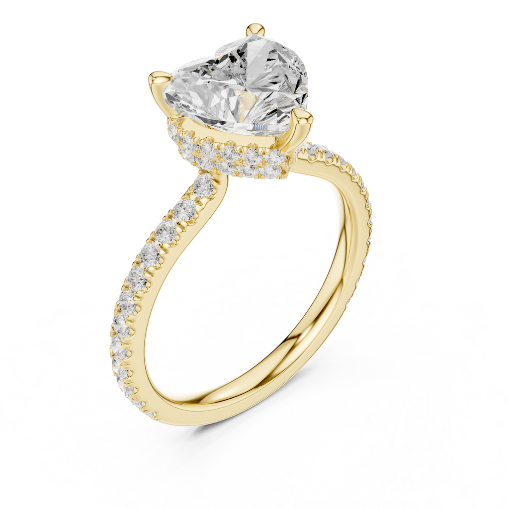 Heart Cut Diamond Hidden Halo Pavé Engagement Ring