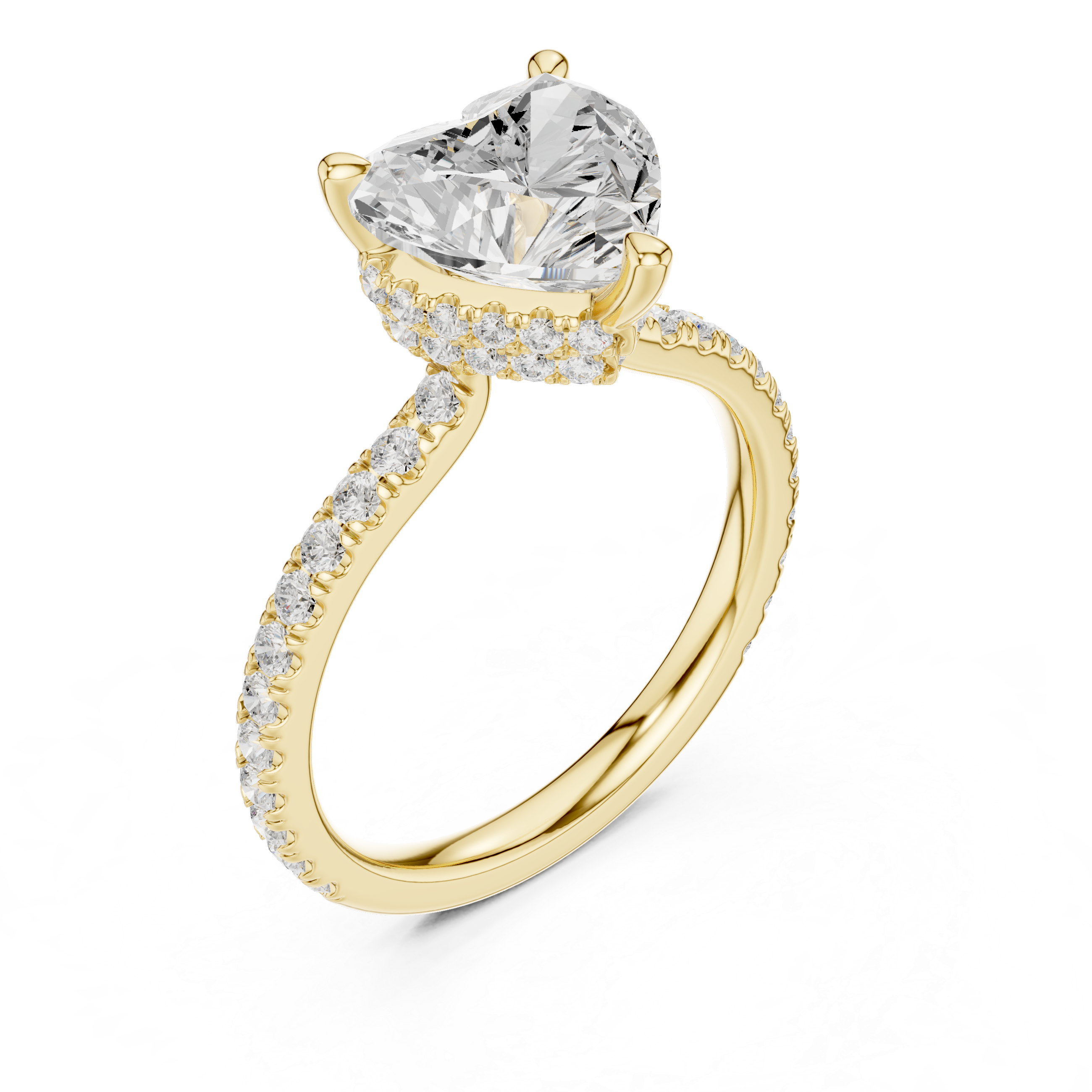 3.73 CT Heart Cut Hidden Halo Diamond Engagement Ring