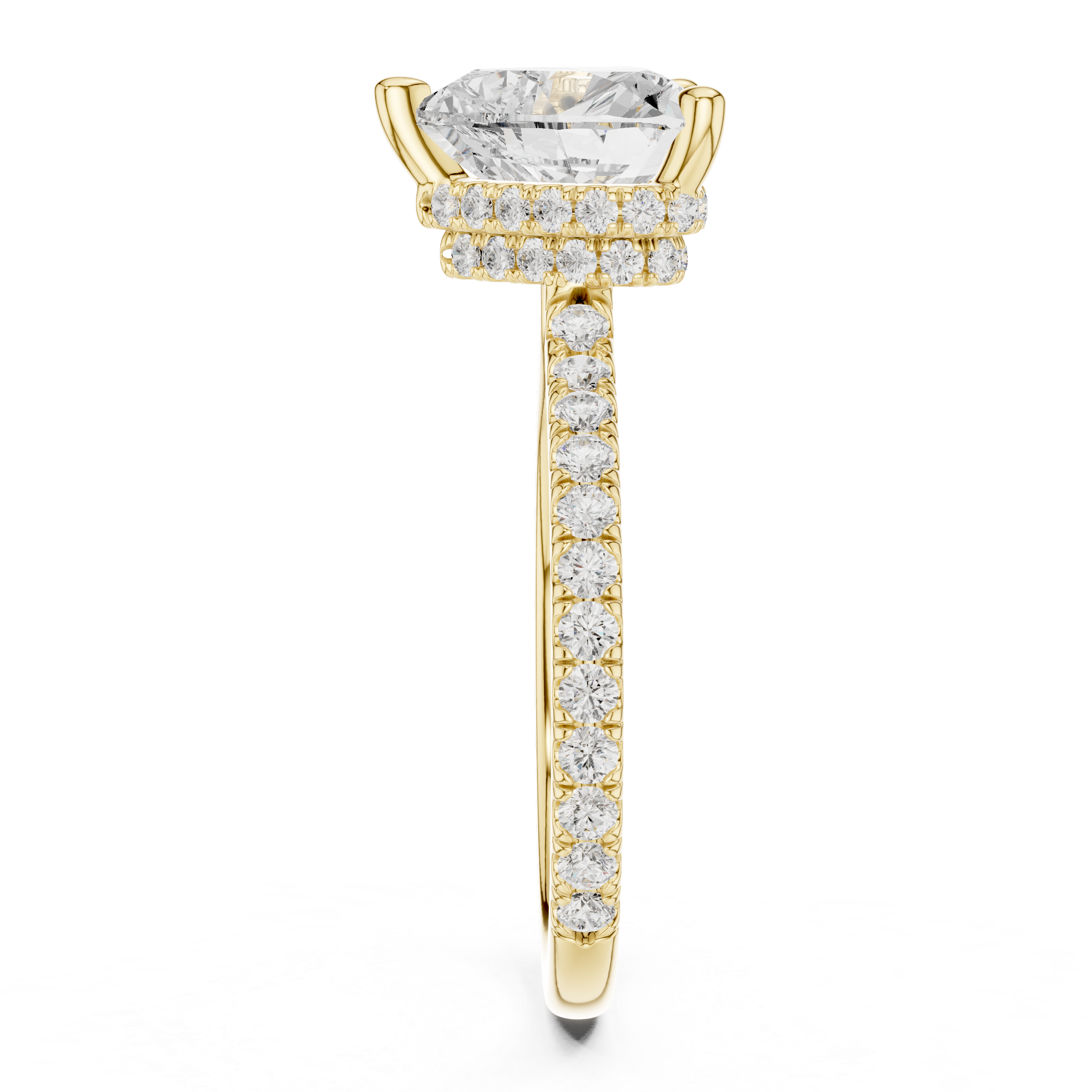 Heart Cut Diamond Hidden Halo Pavé Engagement Ring
