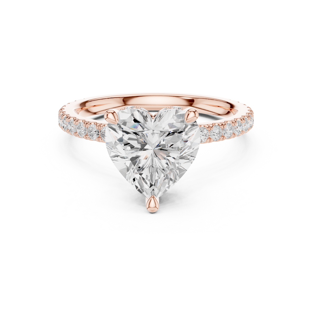 3.73 CT Heart Cut Hidden Halo Diamond Engagement Ring