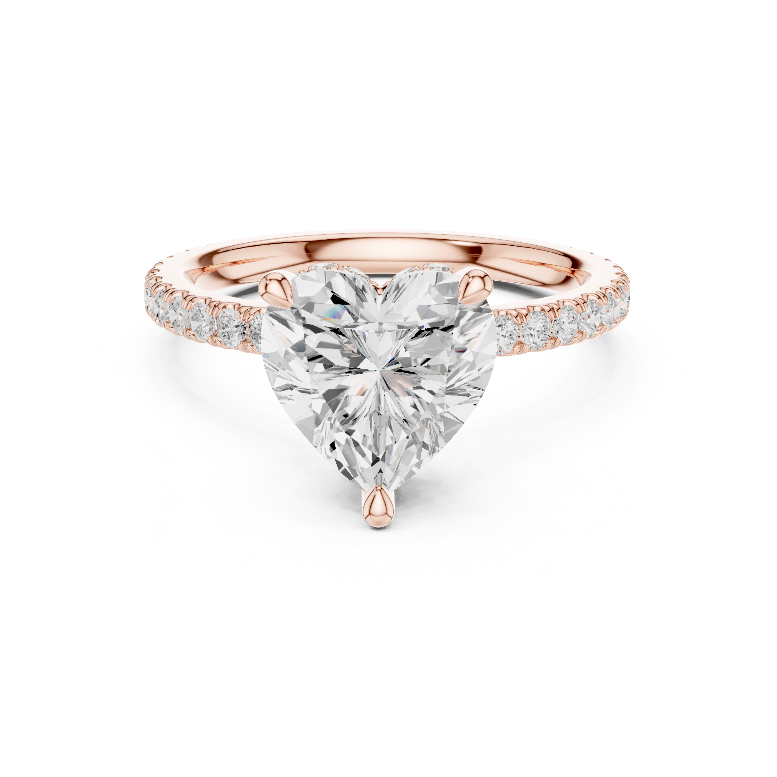 3.73 CT Heart Cut Hidden Halo Diamond Engagement Ring