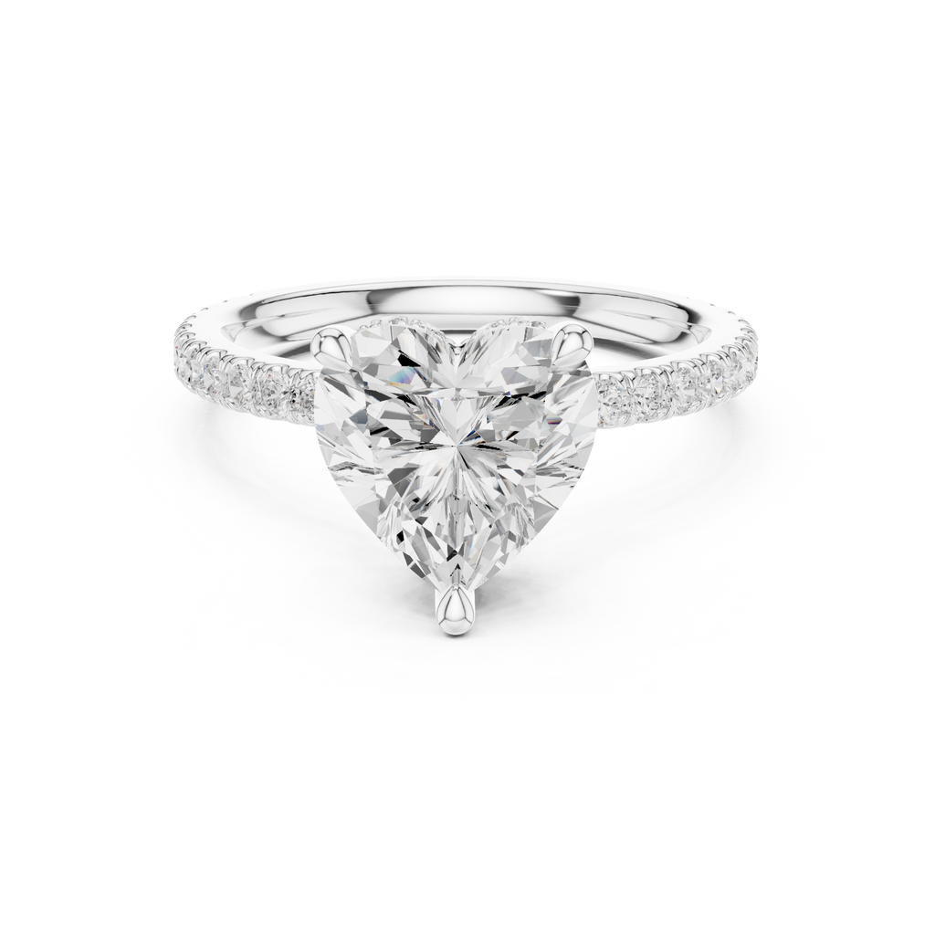 3.73 CT Heart Cut Hidden Halo Diamond Engagement Ring