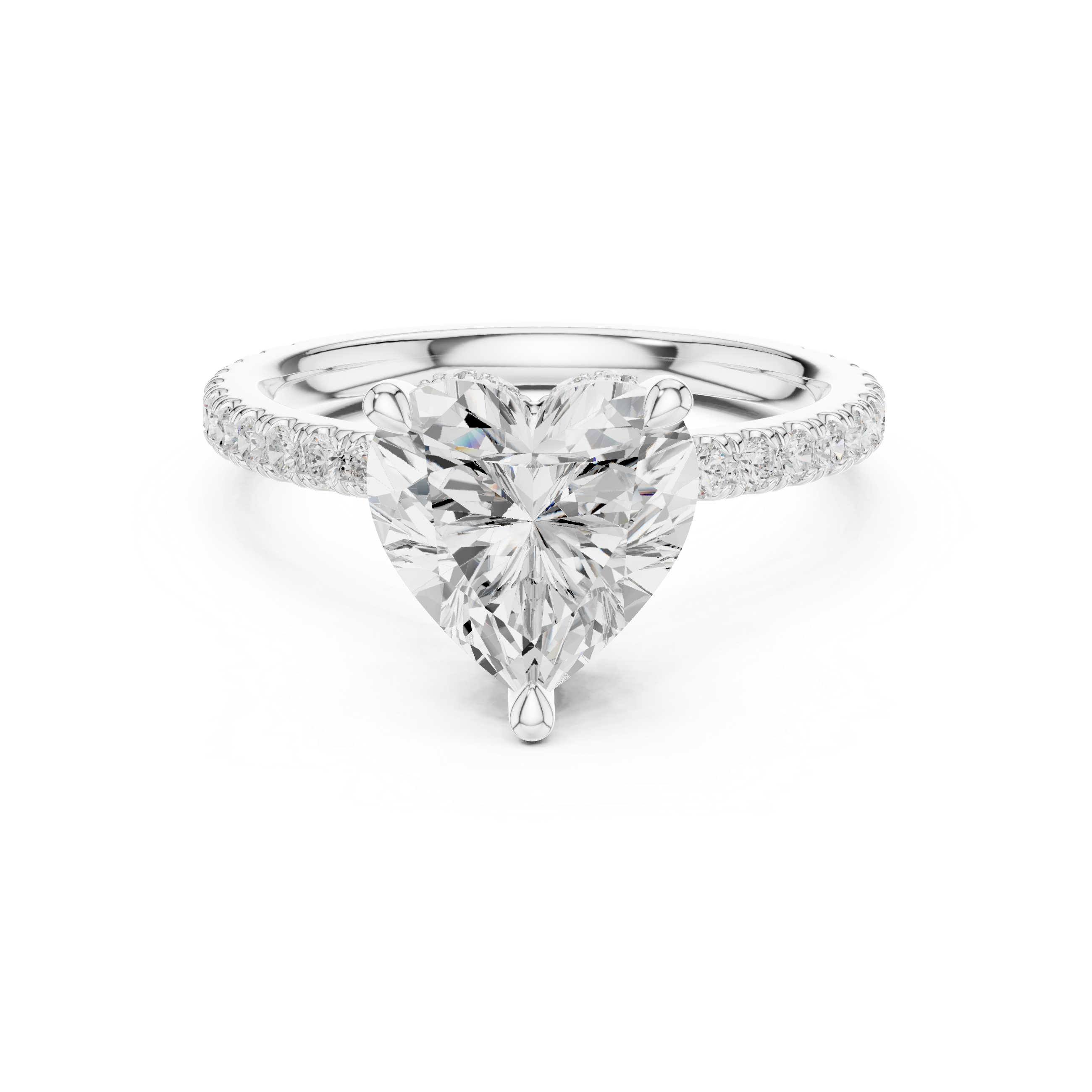 3.73 CT Heart Cut Hidden Halo Diamond Engagement Ring