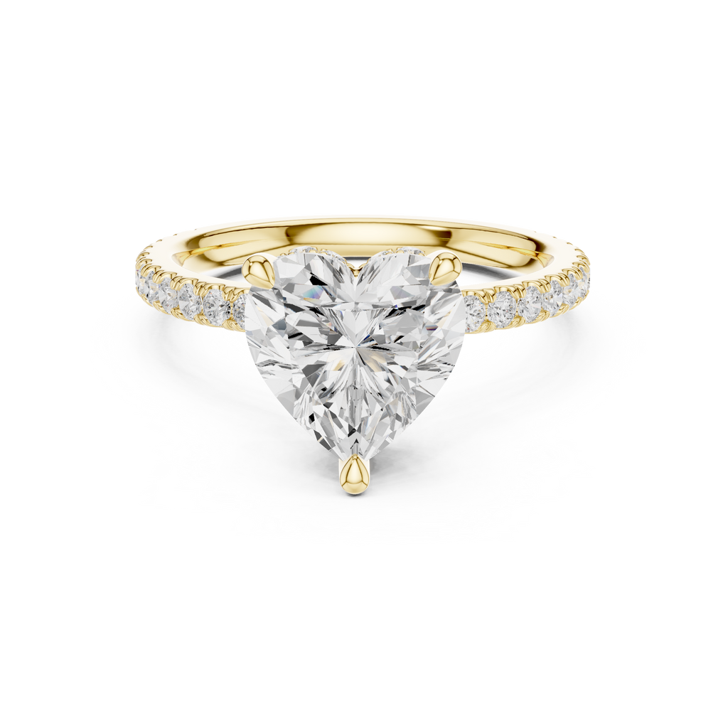 3.73 CT Heart Cut Hidden Halo Diamond Engagement Ring