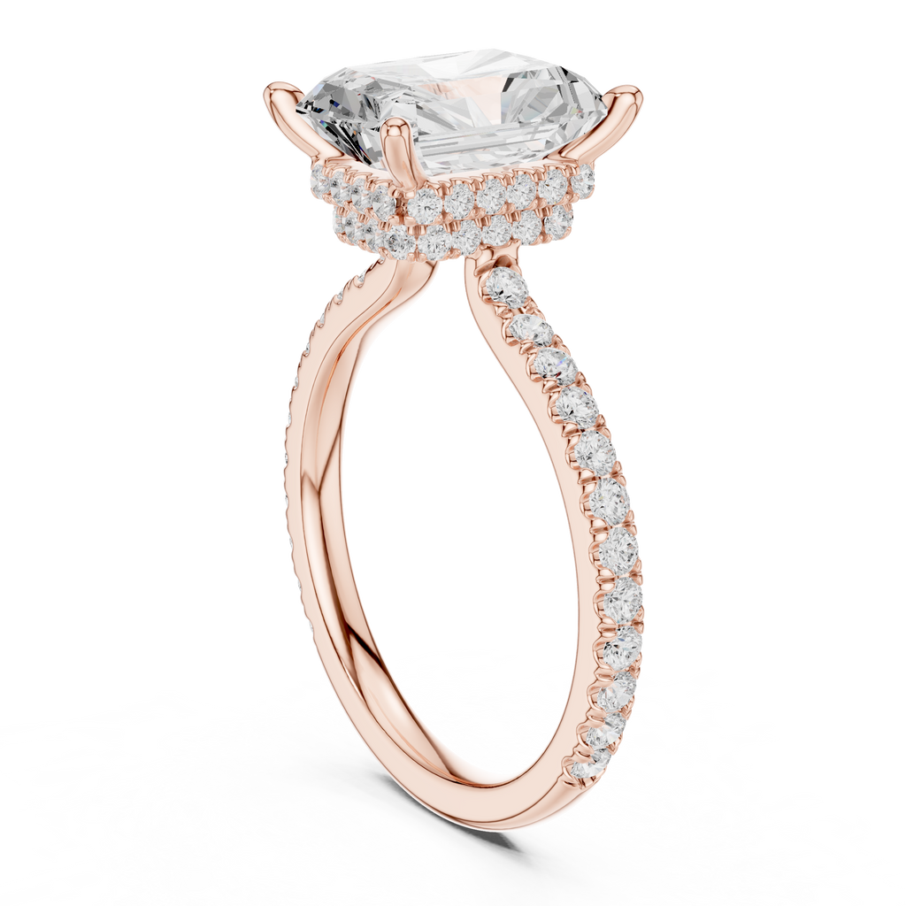 3.76 CT Radiant Cut Hidden Halo Diamond Engagement Ring