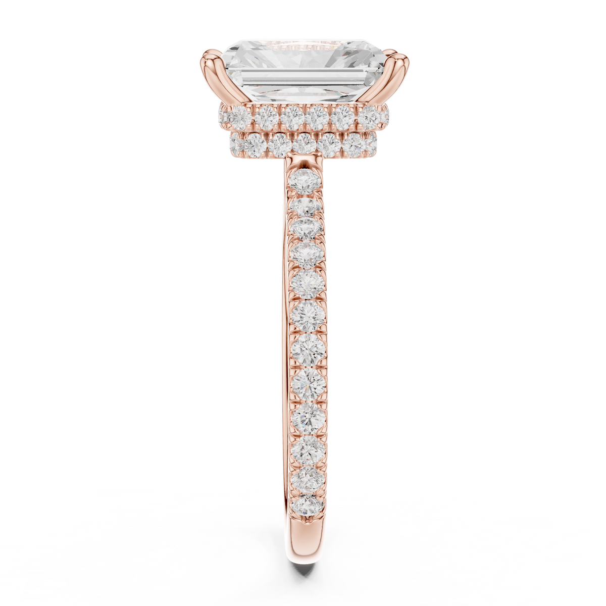 3.76 CTW Radiant Cut Diamond Hidden Halo Pavé Engagement Ring – view 9 of 15, lab grown diamond ring | Jewelix Atelier
