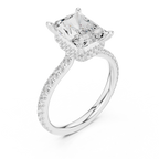 Radiant Cut Diamond Hidden Halo Pavé Engagement Ring