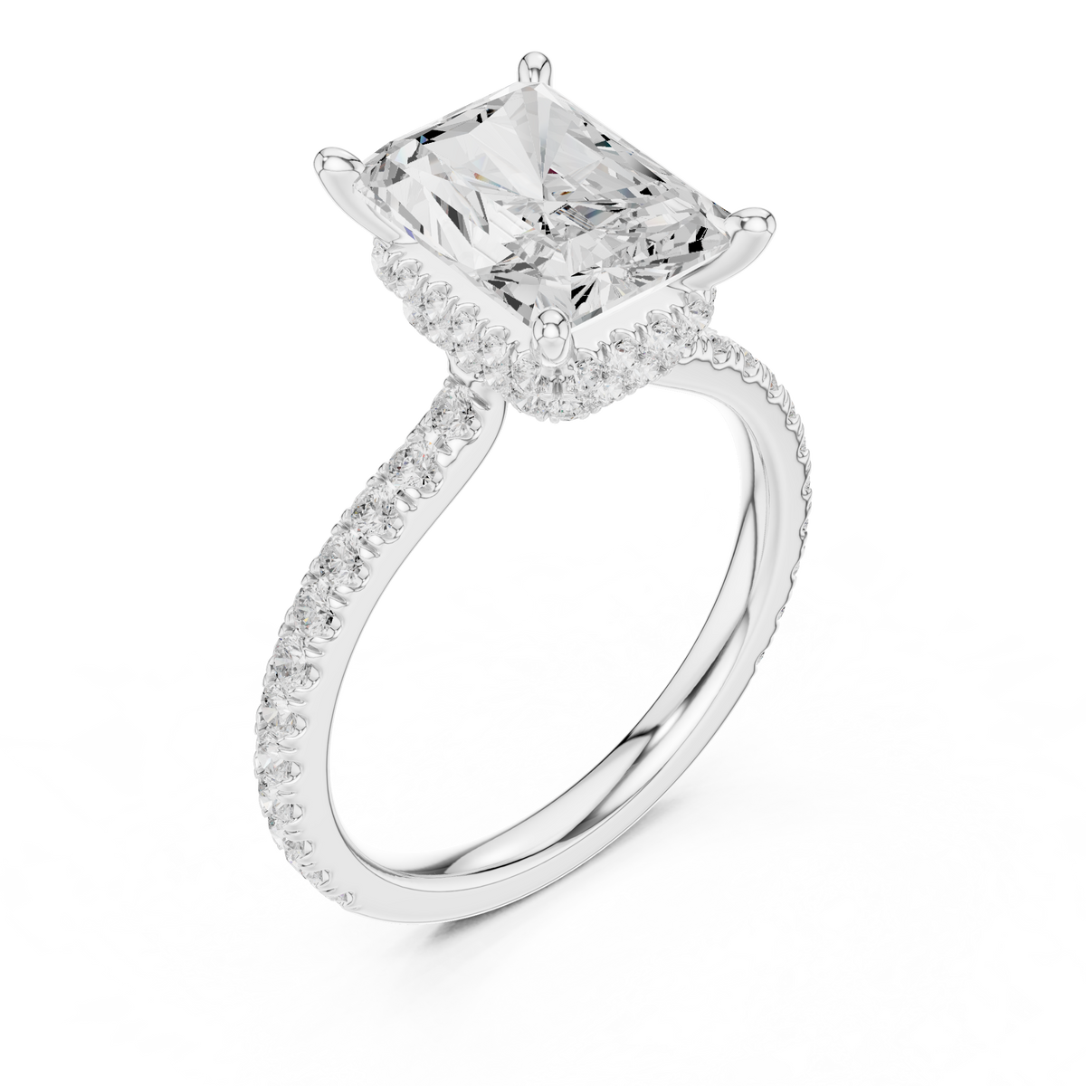 3.00 ct Radiant Cut Hidden Halo Diamond Engagement Ring – Style – view 3 of 15, lab grown diamond ring | Jewelix Atelier