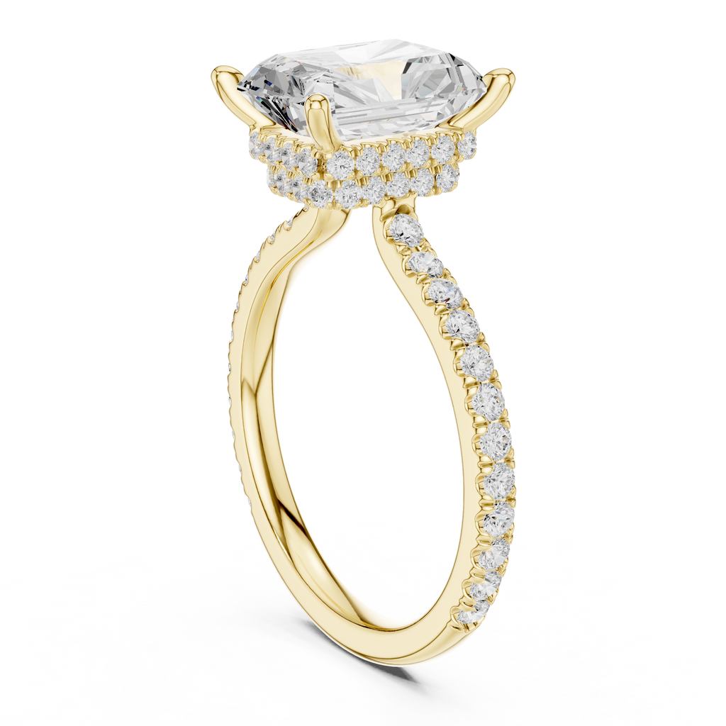 Radiant Cut Diamond Hidden Halo Pavé Engagement Ring