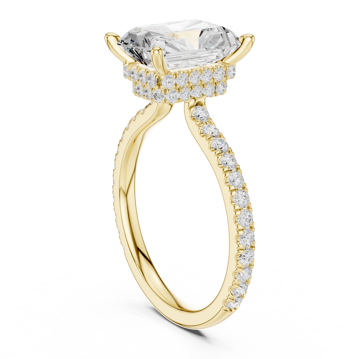 3.76 CTW Radiant Cut Diamond Hidden Halo Pavé Engagement Ring – view 12 of 15, lab grown diamond ring | Jewelix Atelier