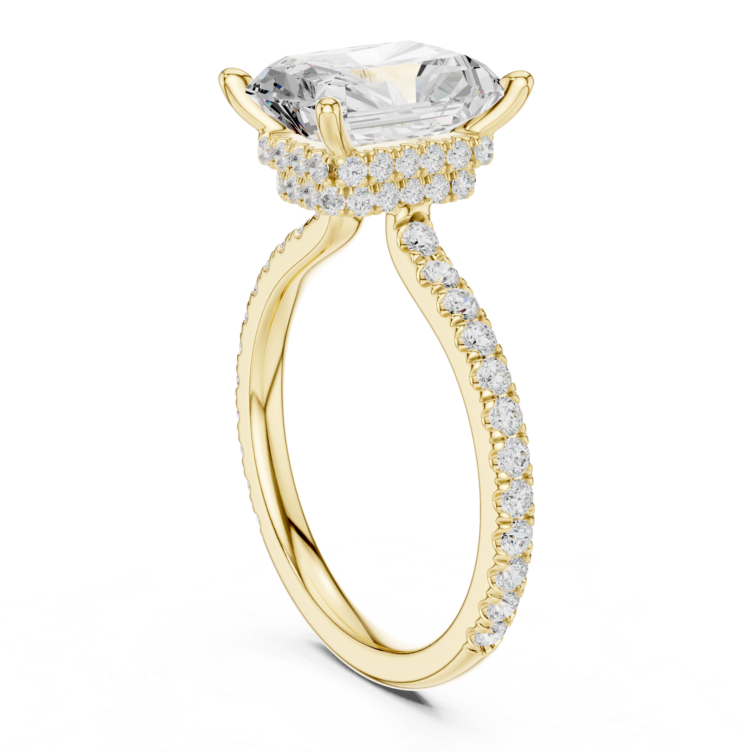 3.76 CT Radiant Cut Hidden Halo Diamond Engagement Ring