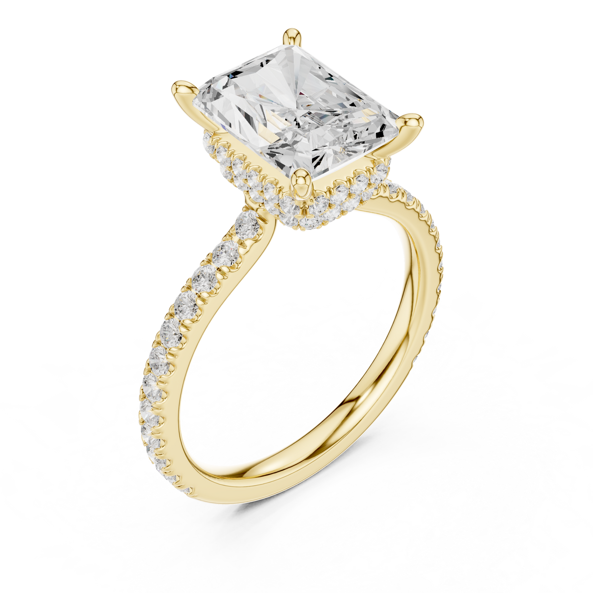 3.76 CTW Radiant Cut Diamond Hidden Halo Pavé Engagement Ring – view 13 of 15, lab grown diamond ring | Jewelix Atelier