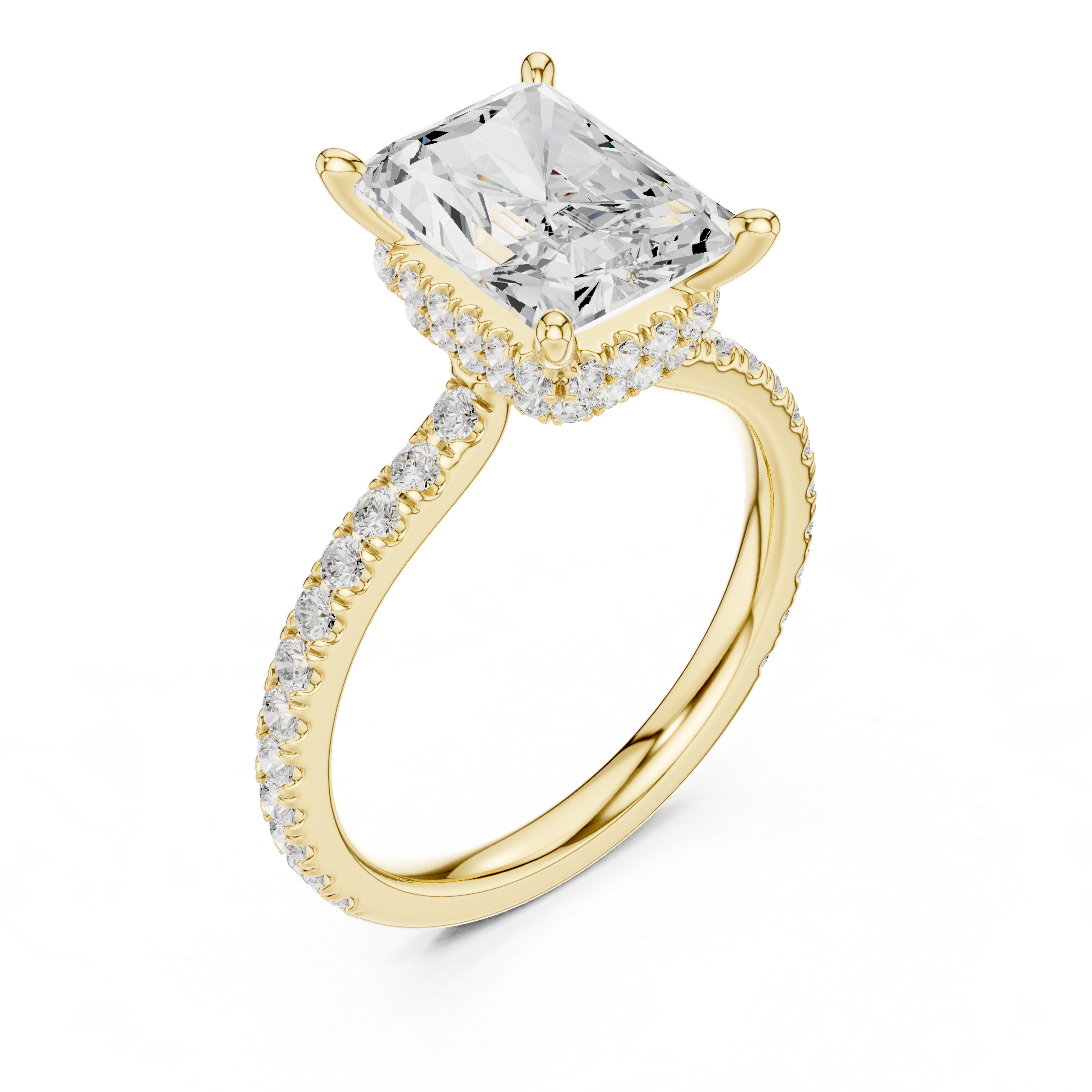 3.76 CT Radiant Cut Hidden Halo Diamond Engagement Ring