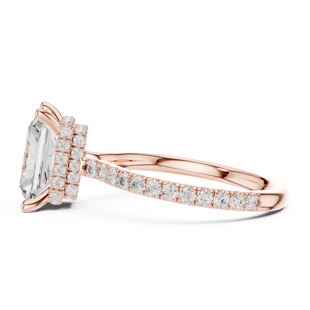 Radiant Cut Diamond Hidden Halo Pavé Engagement Ring
