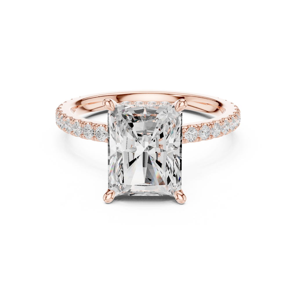 Radiant Cut Diamond Hidden Halo Pavé Engagement Ring