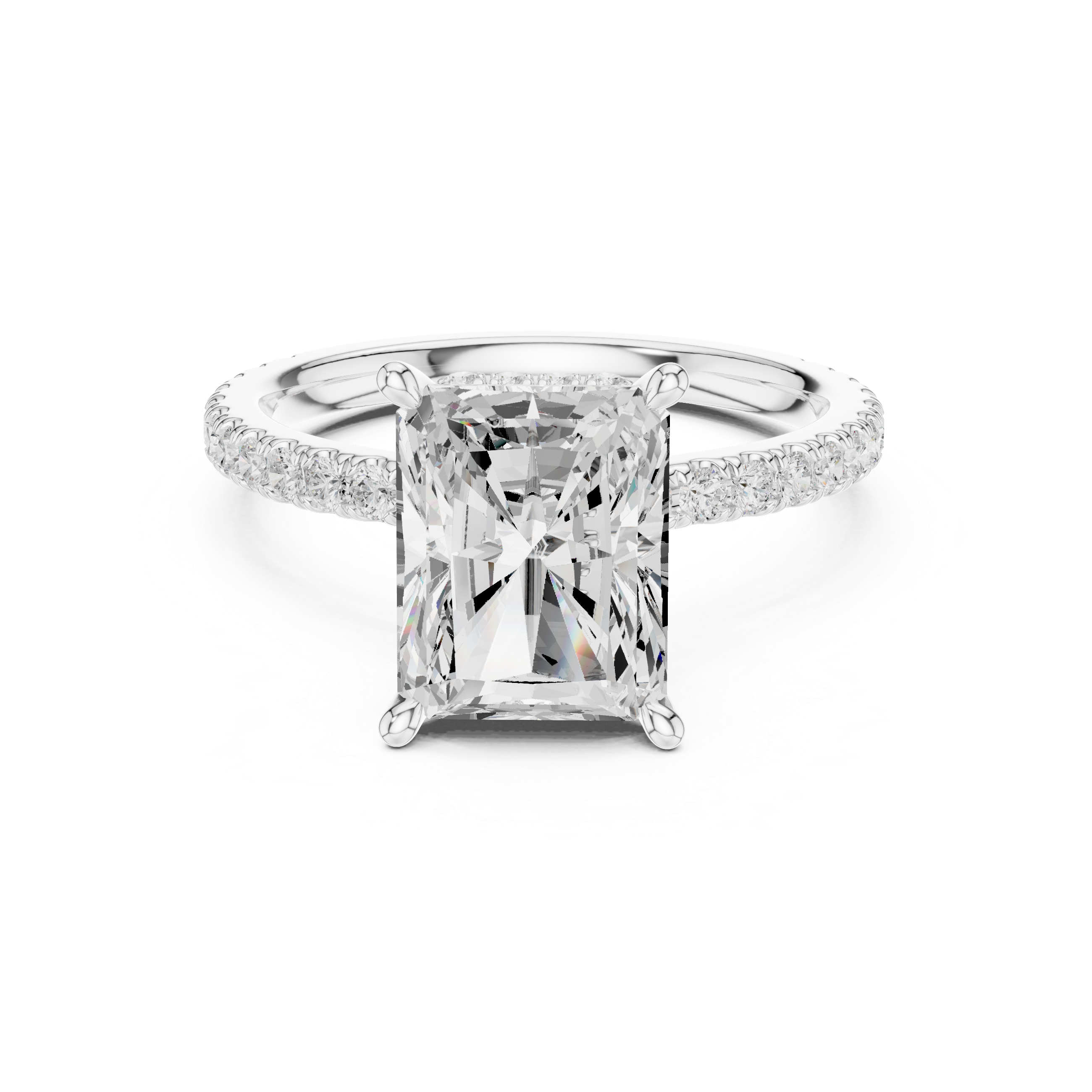 3.76 CT Radiant Cut Hidden Halo Diamond Engagement Ring