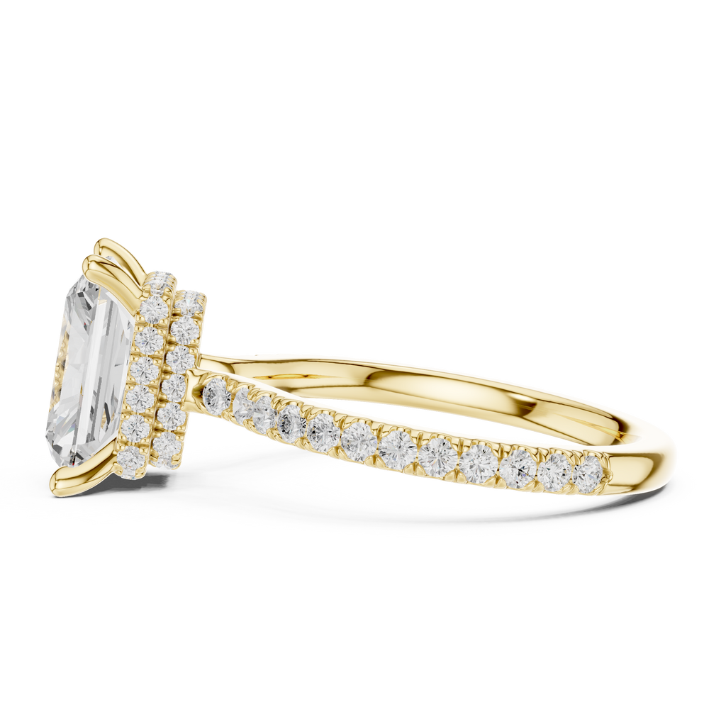 Radiant Cut Diamond Hidden Halo Pavé Engagement Ring