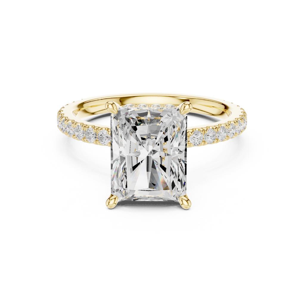 3.76 CT Radiant Cut Hidden Halo Diamond Engagement Ring