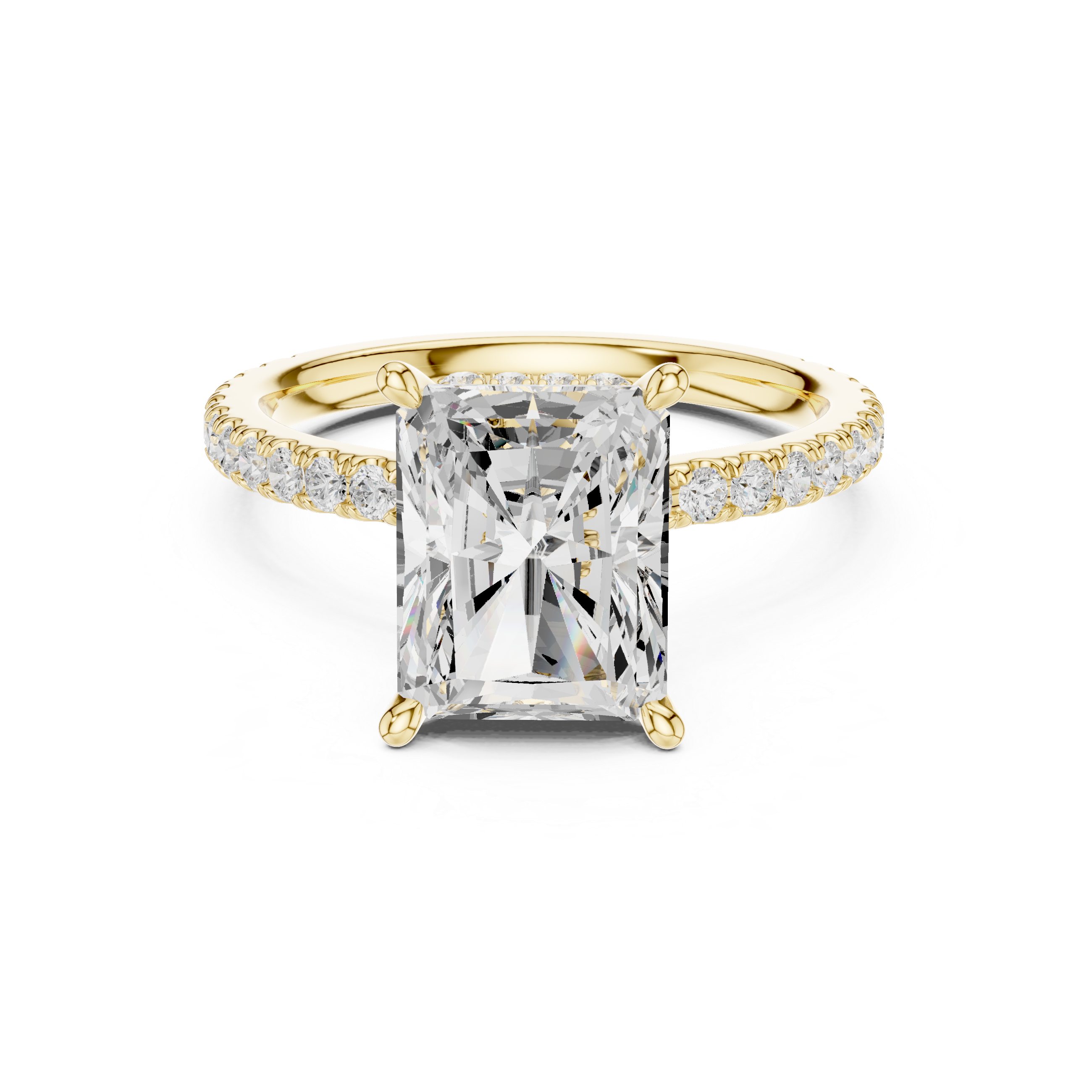 3.76 CT Radiant Cut Hidden Halo Diamond Engagement Ring
