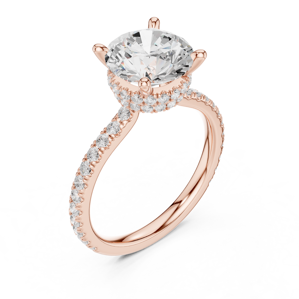 Round Brilliant Diamond Hidden Halo Pavé Engagement Ring