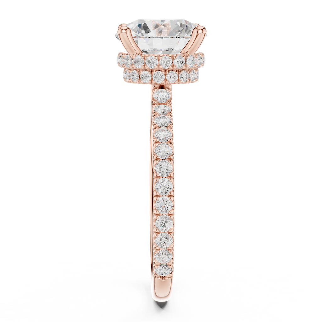 Round Brilliant Diamond Hidden Halo Pavé Engagement Ring