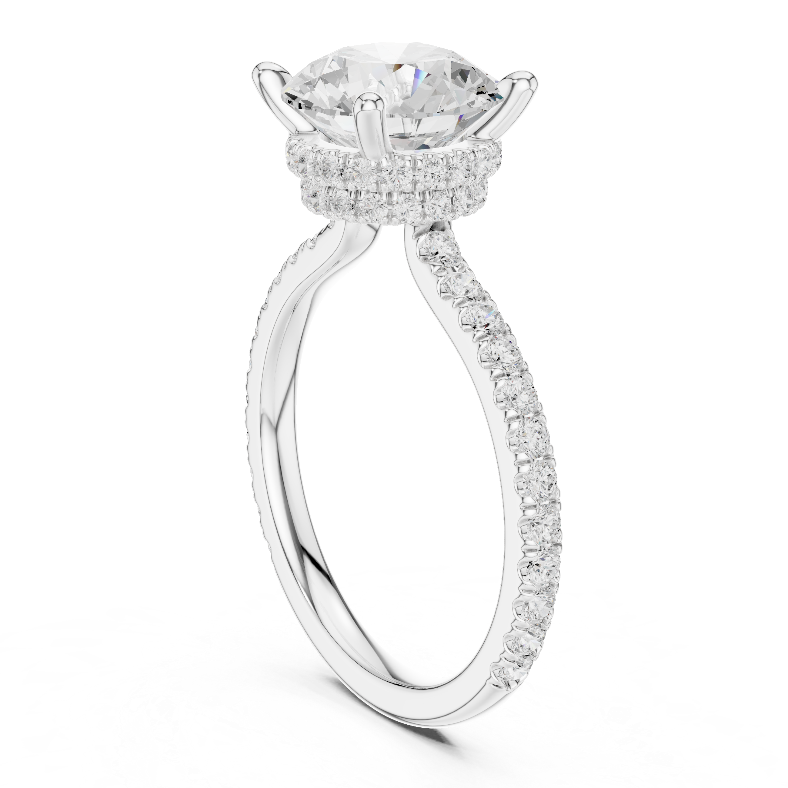 3.74 CT Round Brilliant Hidden Halo Diamond Engagement Ring