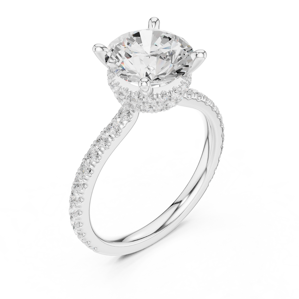 3.74 CT Round Brilliant Hidden Halo Diamond Engagement Ring