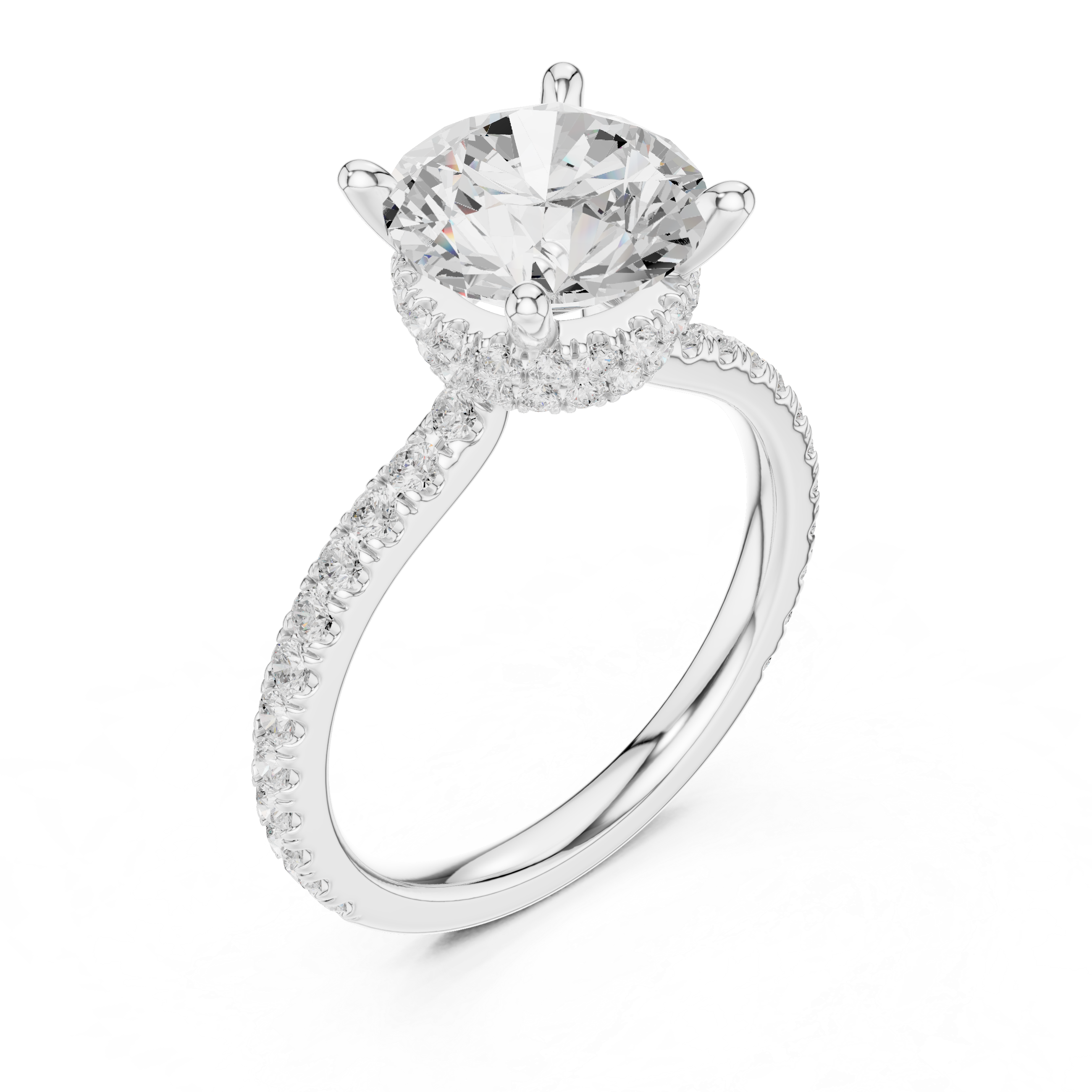 3.74 CT Round Brilliant Hidden Halo Diamond Engagement Ring