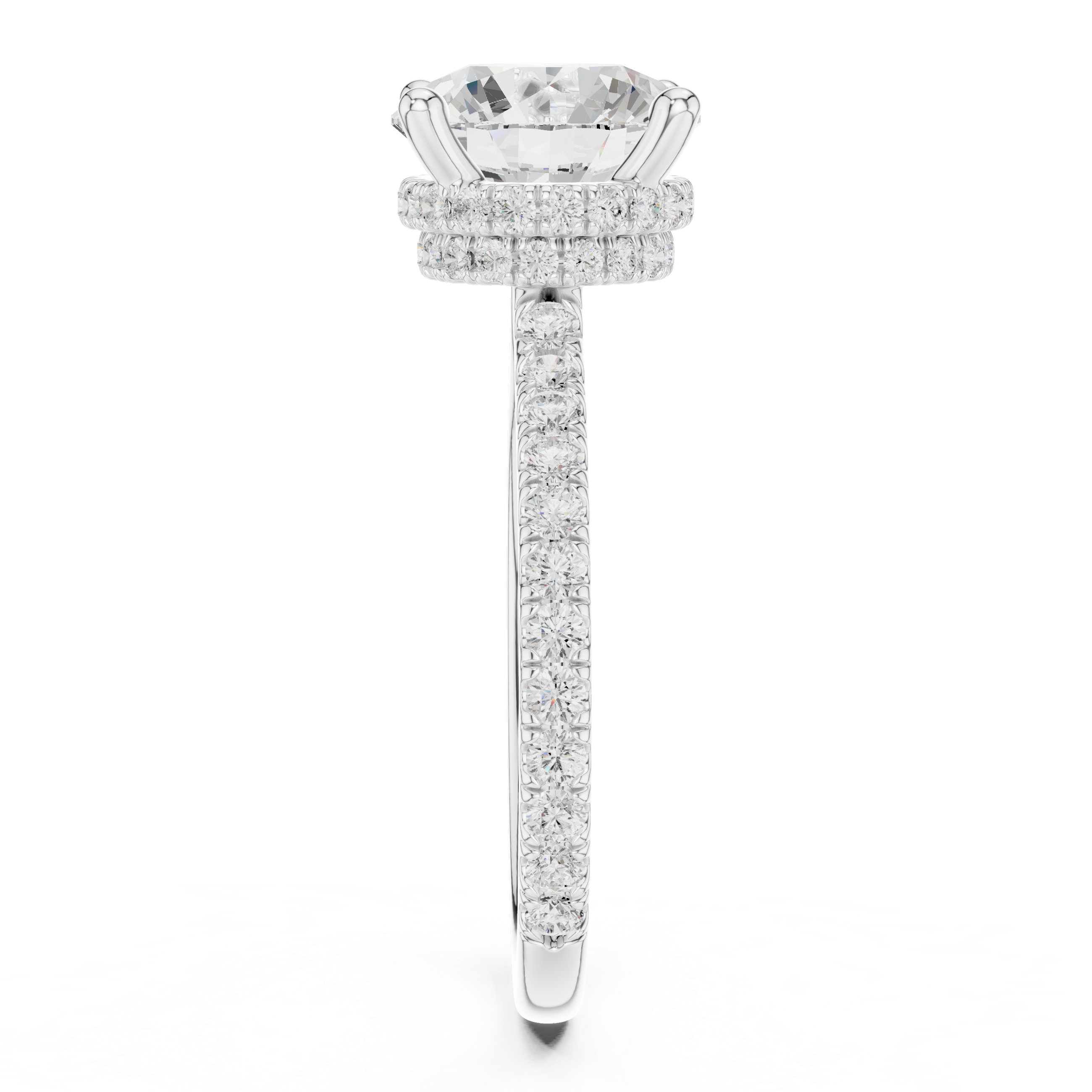 Round Brilliant Diamond Hidden Halo Pavé Engagement Ring
