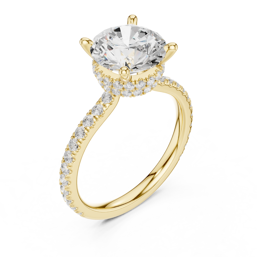 Round Brilliant Diamond Hidden Halo Pavé Engagement Ring