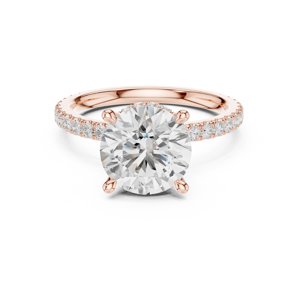 Round Brilliant Diamond Hidden Halo Pavé Engagement Ring