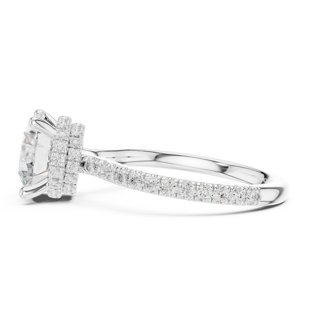 Round Brilliant Diamond Hidden Halo Pavé Engagement Ring