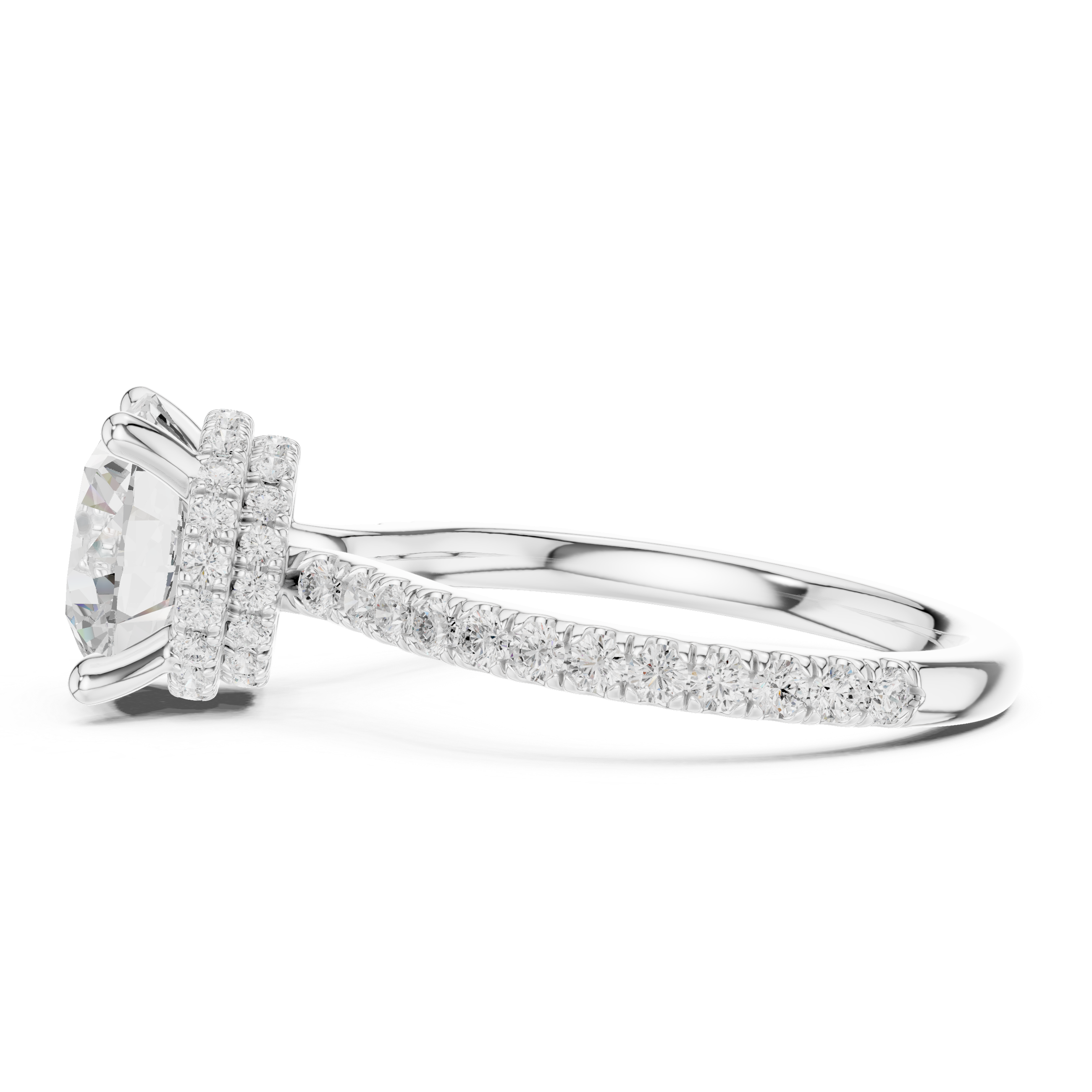 Round Brilliant Diamond Hidden Halo Pavé Engagement Ring