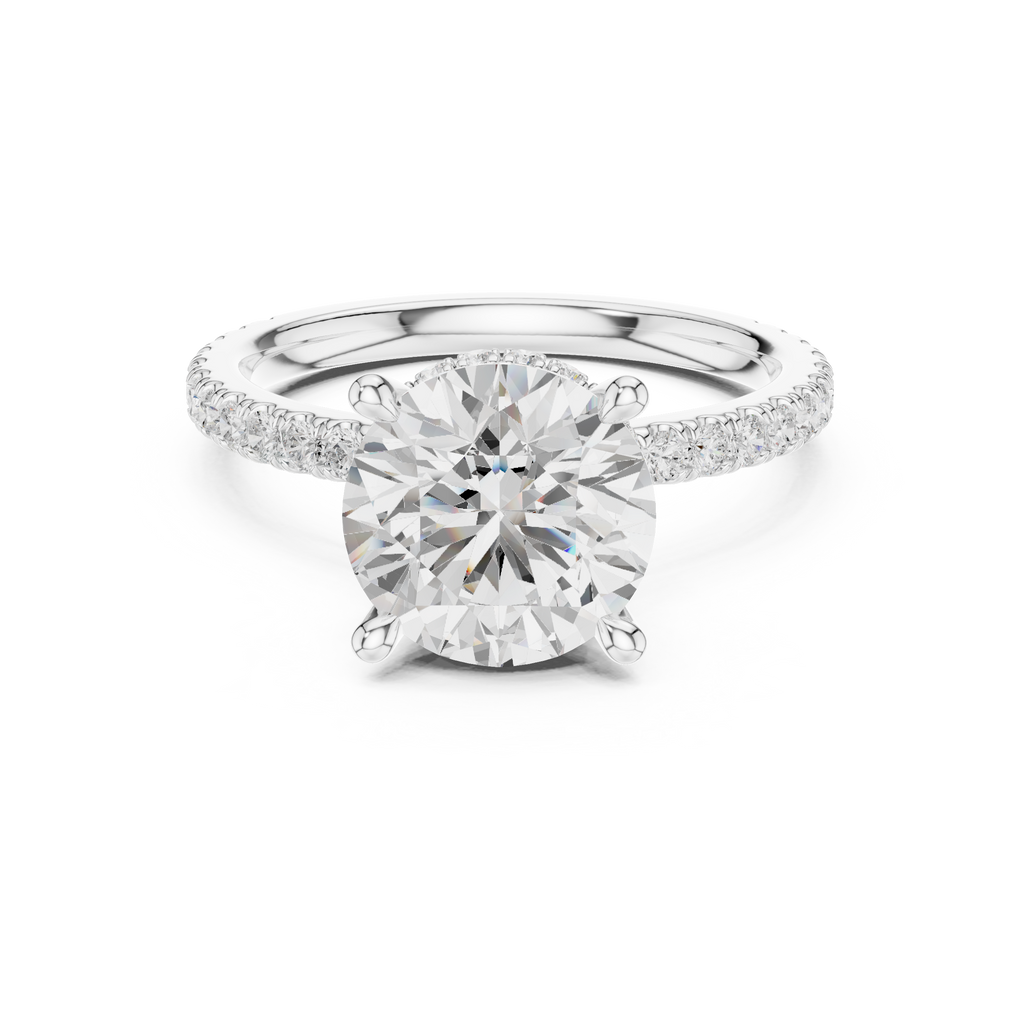 Round Brilliant Diamond Hidden Halo Pavé Engagement Ring