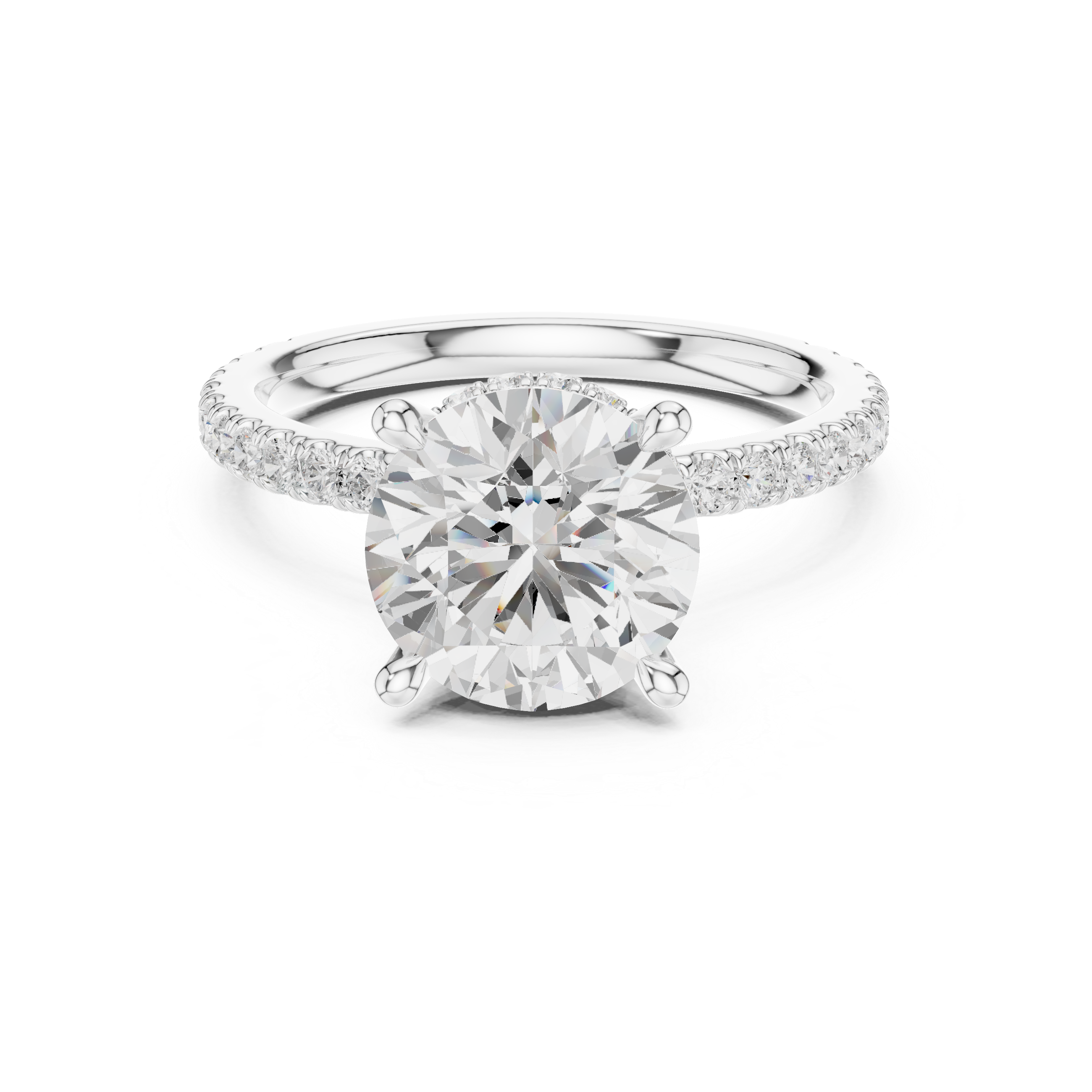 3.74 CT Round Brilliant Hidden Halo Diamond Engagement Ring