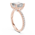 3.50 CT Asscher Cut Hidden Halo Diamond Engagement Ring with Pavé Band