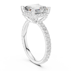 3.50 CT Asscher Cut Hidden Halo Diamond Engagement Ring with Pavé Band