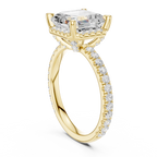 3.50 CT Asscher Cut Hidden Halo Diamond Engagement Ring with Pavé Band