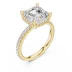 3.50 CT Asscher Cut Hidden Halo Diamond Engagement Ring with Pavé Band