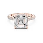 3.50 CT Asscher Cut Hidden Halo Diamond Engagement Ring with Pavé Band