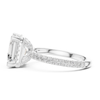 3.50 CT Asscher Cut Hidden Halo Diamond Engagement Ring with Pavé Band