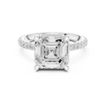 3.50 CT Asscher Cut Hidden Halo Diamond Engagement Ring with Pavé Band