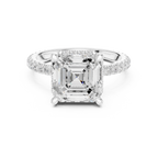 3.50 CT Asscher Cut Hidden Halo Diamond Engagement Ring with Pavé Band