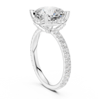 3.50 CT Cushion Cut Hidden Halo Diamond Engagement Ring with Pavé Band